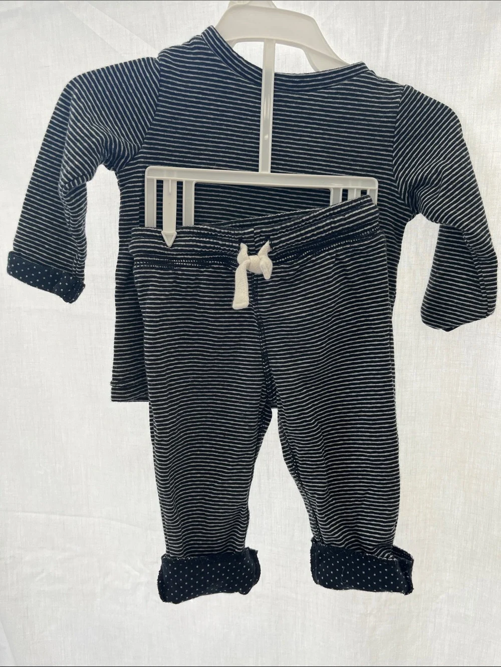 Carter's Black & White Striped Dino Two-Piece Set